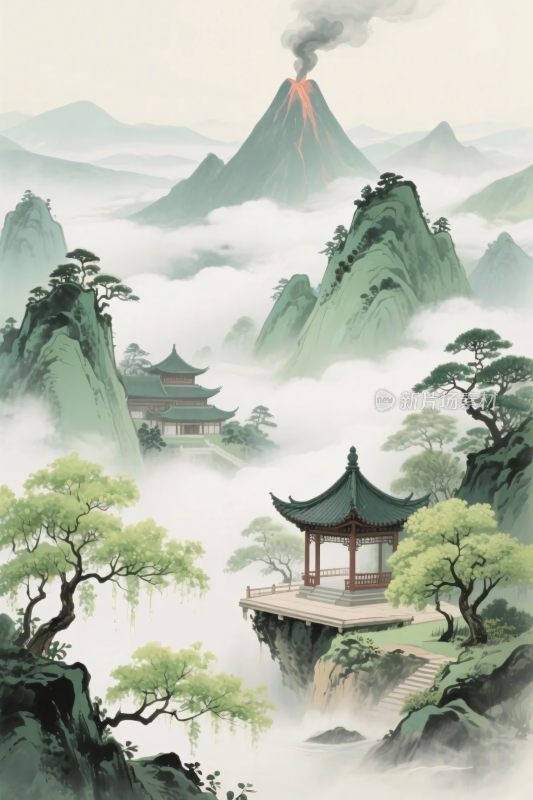 国风山水风景插画