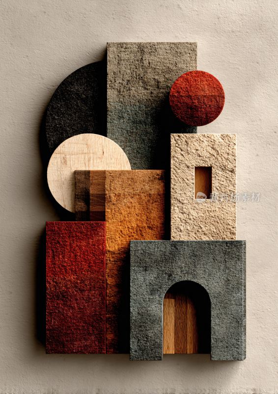 几何形状构成的立体艺术作品