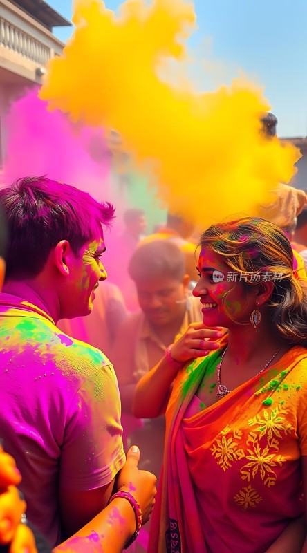 彩色粉末节上的欢乐时光