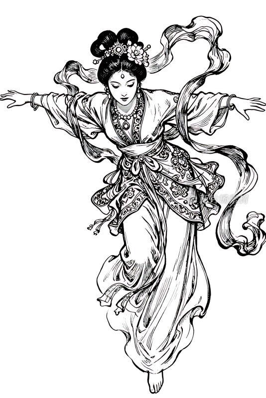 翩翩起舞的古典舞者