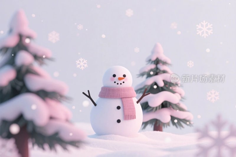 雪人冬日童话场景