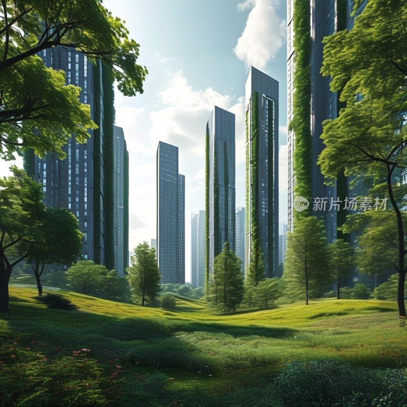 都市绿意交融景
