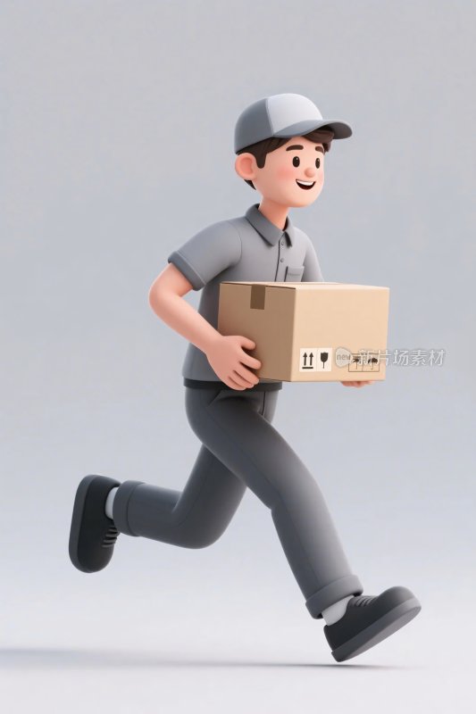 卡通快递员送快递