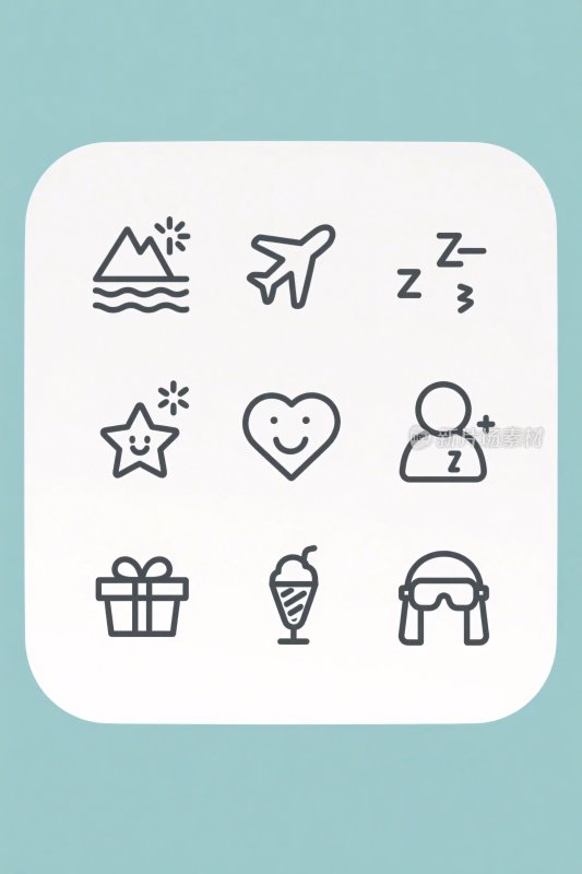 简笔画旅行图标集