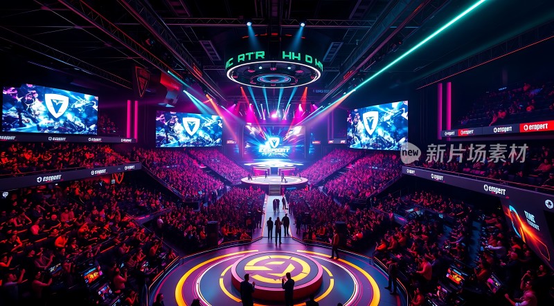 电竞盛宴舞台灯光璀璨观众热情高涨精彩纷呈的比赛即将开始！