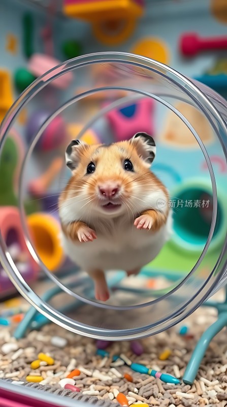 仓鼠在透明管道中探出头