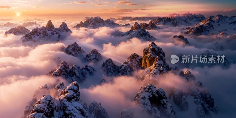 雪山云海日出风光 唯美背景图