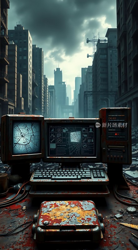 废土城市中的古老电脑