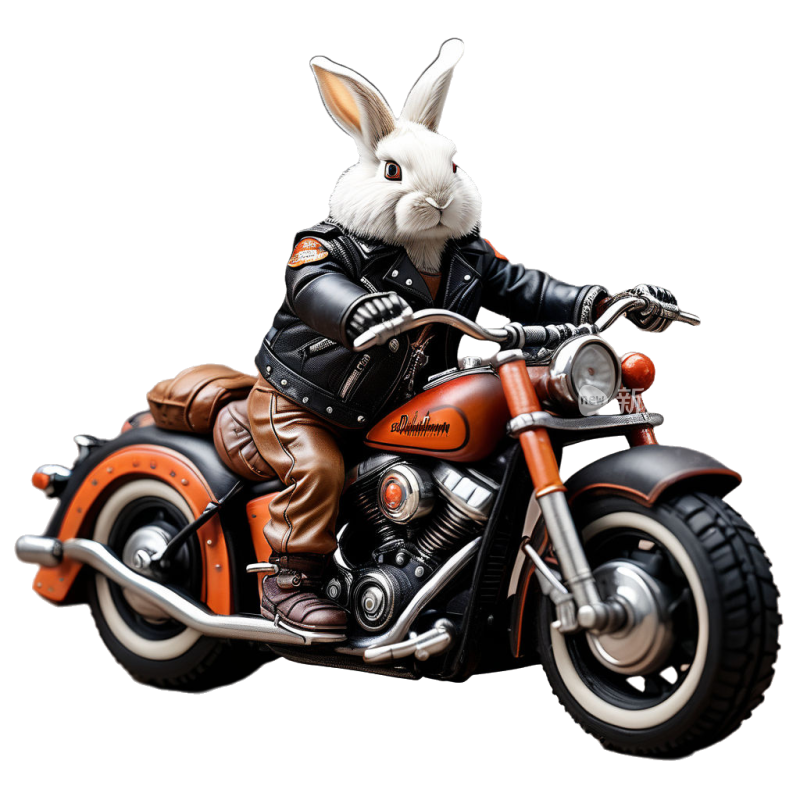 十二生肖动物哈雷机车摩托车骑手兔
