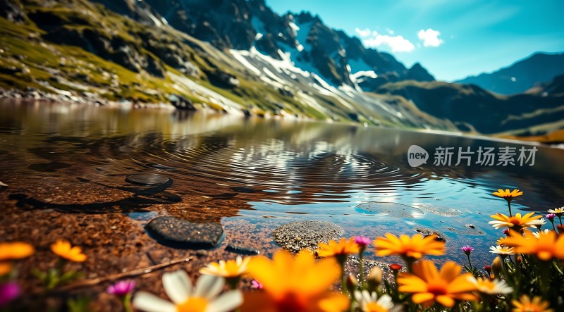 湖畔花语山清水秀映花影