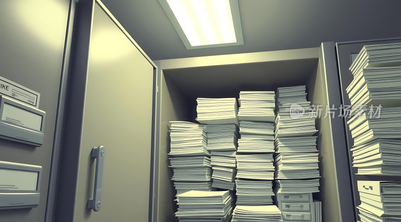 堆积如山的文件柜