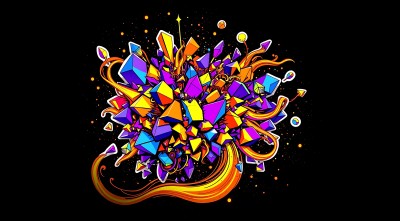 新片场素材多彩几何爆炸艺术 新片场素材多彩几何爆炸艺术