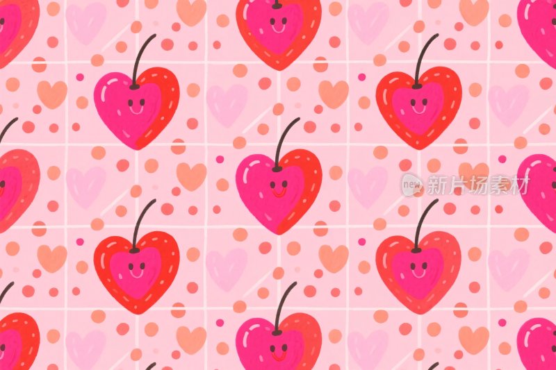 粉色爱心笑脸插画