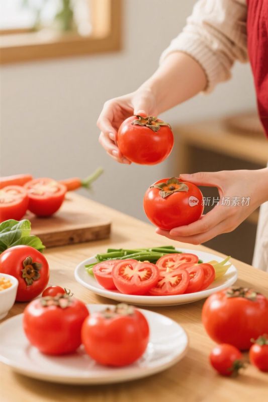 厨房番茄处理场景