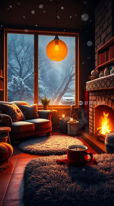 冬日暖炉旁的温馨时光
