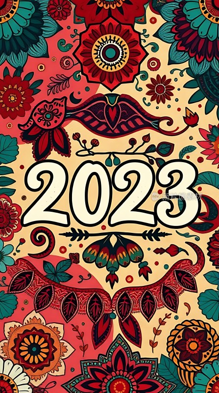 2023年彩色花卉图案日历封面