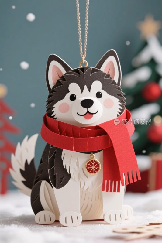 哈士奇圣诞挂饰
