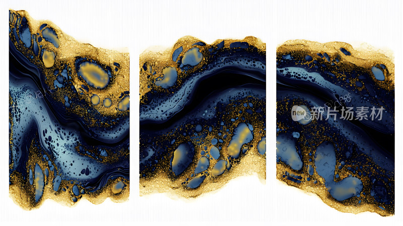 抽象海军蓝和金色大理石艺术设计