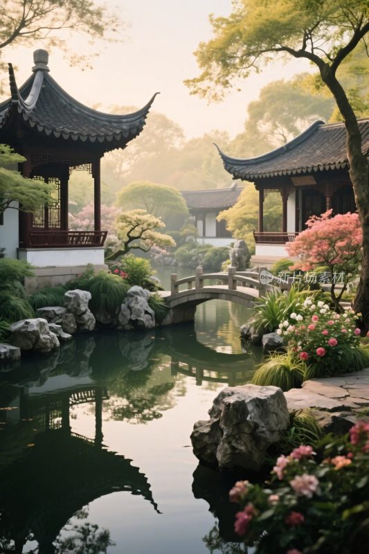 中式园林风景图