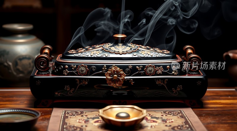 黑金香炉古风雅韵香气袅袅