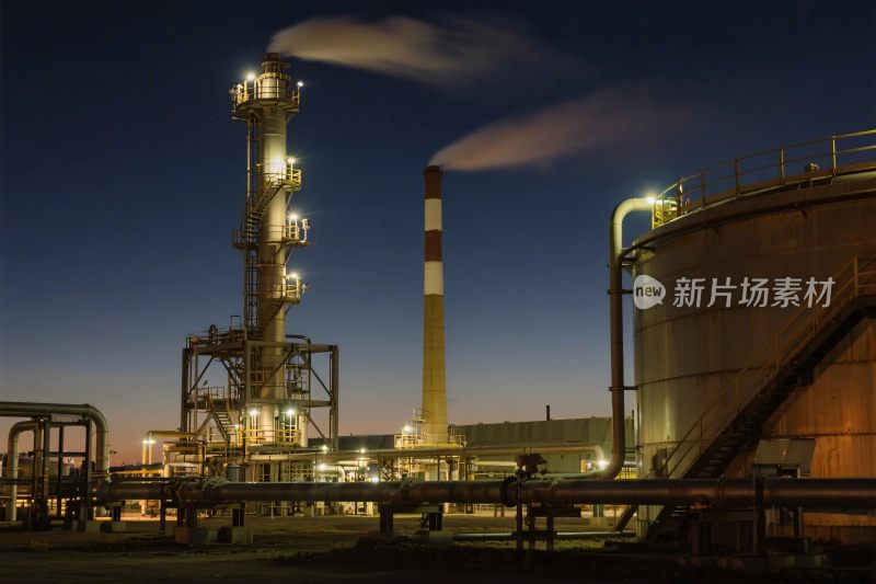 夜色中的工业设施场景