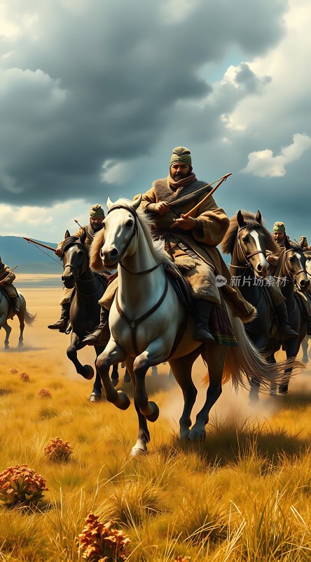 草原骑士风驰电掣的弓箭手