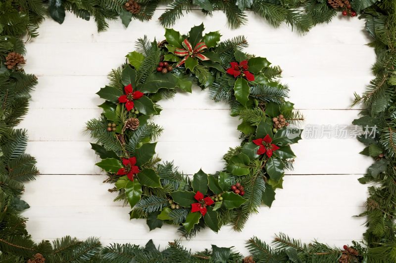 圣诞花环装饰画面