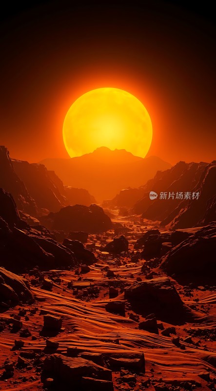 红色星球上的日落奇景