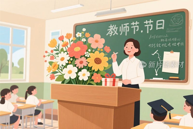 教师节课堂鲜花场景