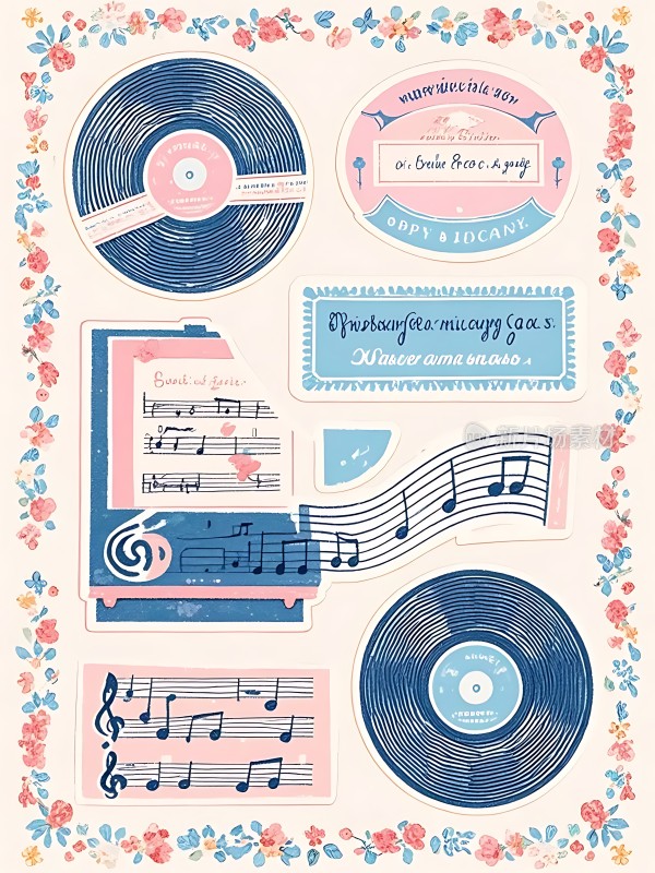 音乐时光复古唱片与乐谱