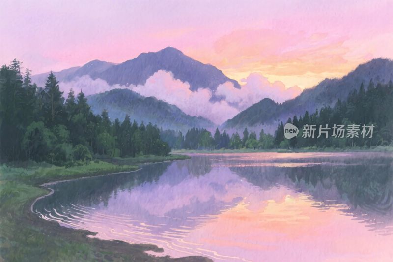 山水风景插画