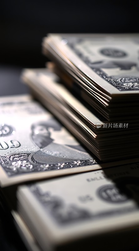 金钱堆叠财富象征