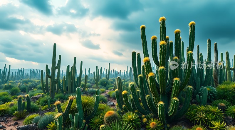 仙人掌绿洲沙漠中的生命绿洲