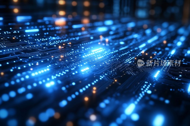 科技感蓝色电路板画面
