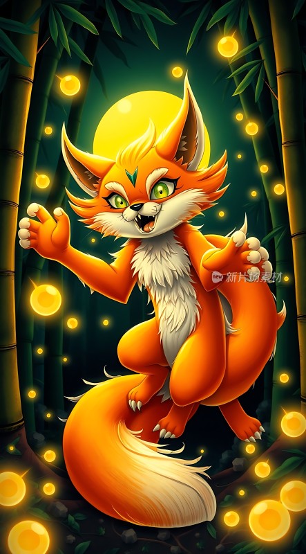 萤光森林中的精灵狐狸