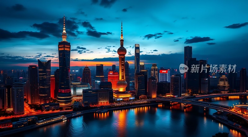 东方明珠与陆家嘴金融区夜景