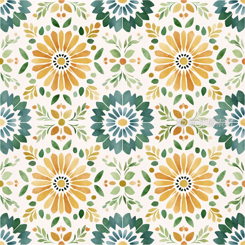 花卉图案无缝背景插画