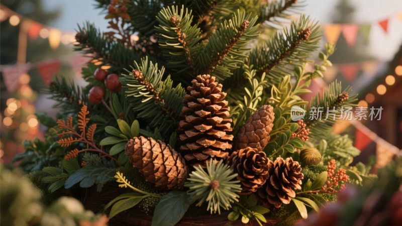 圣诞松果绿植装饰