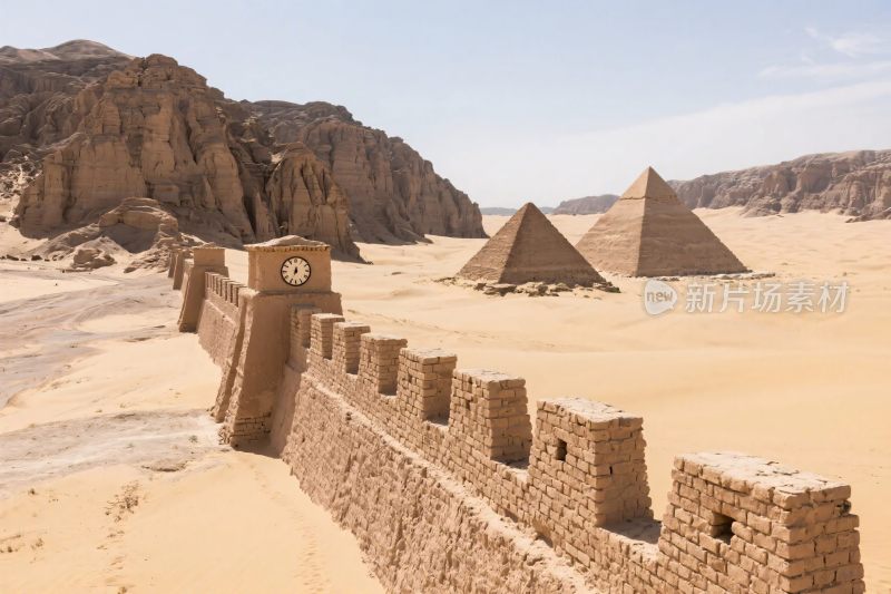 沙漠古建筑与金字塔