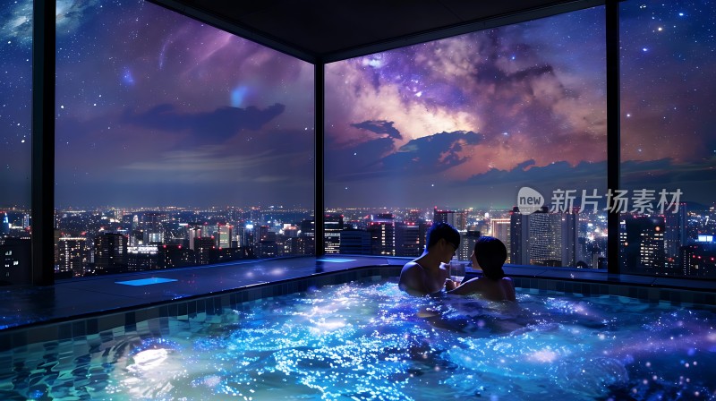 星空下的浪漫浴缸时光