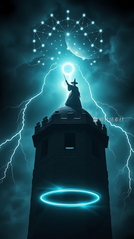 巫师塔顶上的神秘闪电魔法