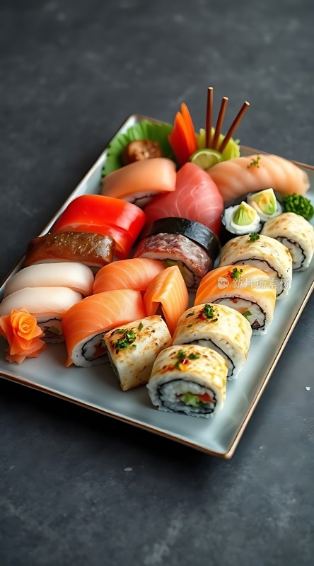 寿司盛宴色彩缤纷美味诱人