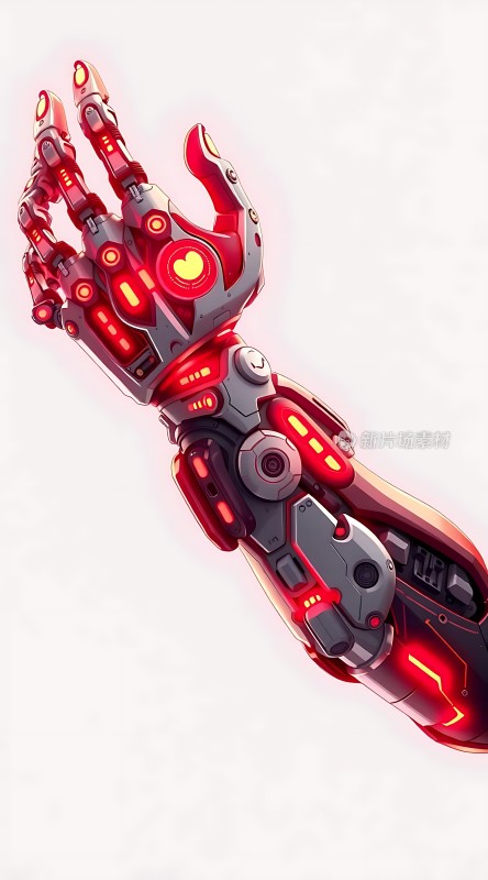 红色机械手臂未来科技感十足