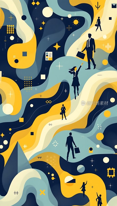 职场逐梦者商务精英在星河中前行