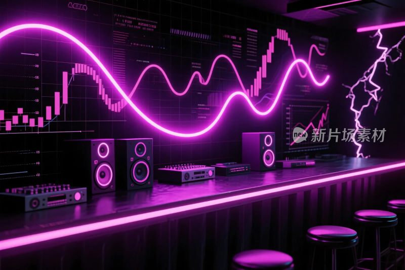 科技感音乐场景插画