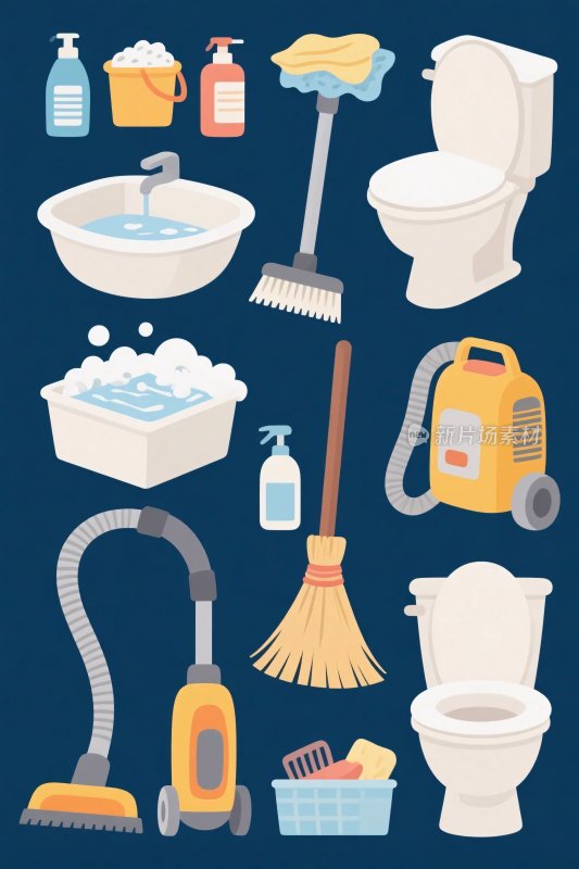 卫浴清洁用品插画
