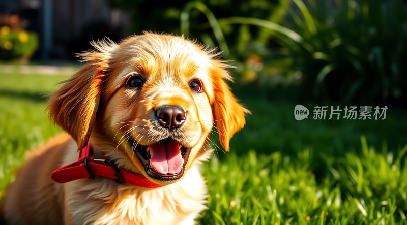 阳光下的快乐小狗