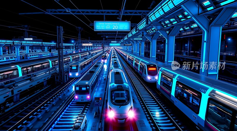 未来都市列车夜行图