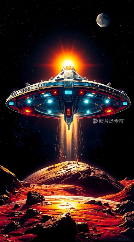 外星飞船降临火星表面