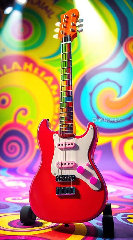 彩色吉他炫彩背景